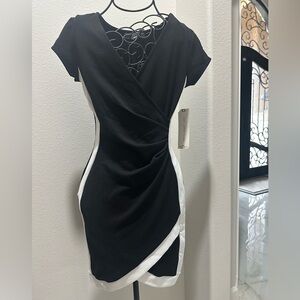 Almost Famous Asymmetrical Black and White Dress